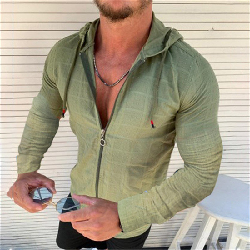 Herren sportlicher Kapuzenpullover mit Reißverschluss und strukturiertem Design Echoarchiv