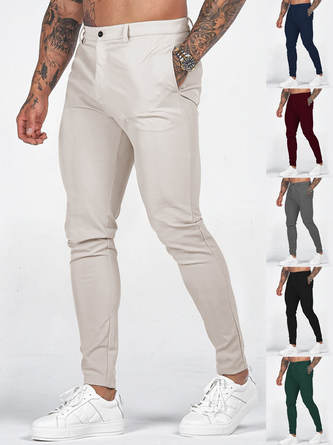 Herren moderne Slim-Fit Chinos mit elastischem Bund Echoarchiv