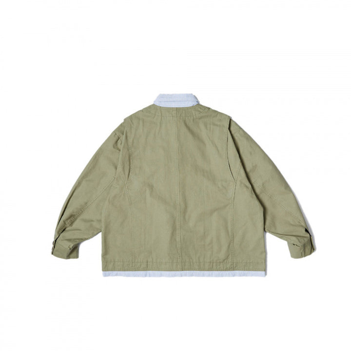 Unisex Oversize-Hemdjacke im Worker-Stil mit aufgesetzten Klappentaschen und kontrastierter Hemdblende Echo Archiv