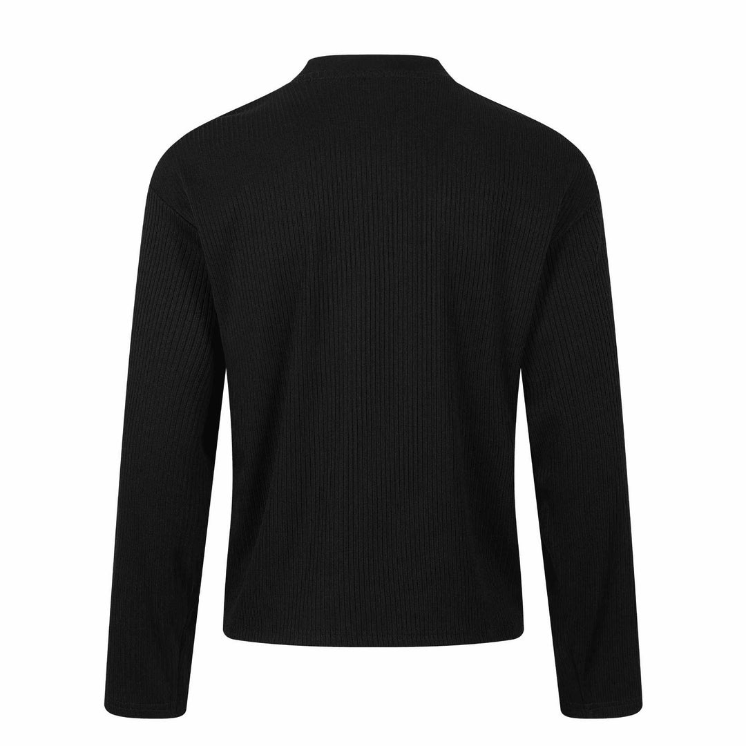 Unisex Gerippter Langarmpullover mit Troyerkragen und Vintage-Flaggenprint Echoarchiv
