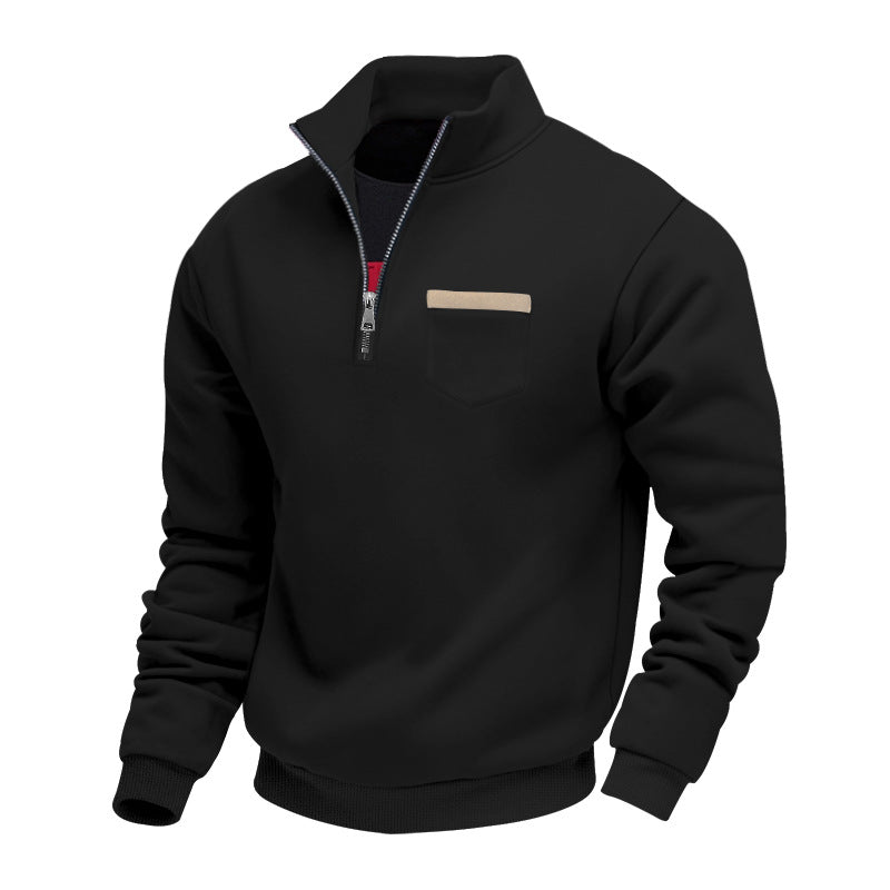 Herren nan Sweatshirt mit halbem Reißverschluss Stehkragen und Brusttasche Echo Archiv