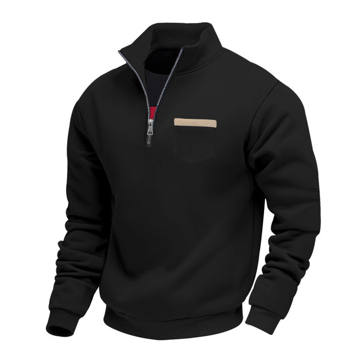 Herren nan Sweatshirt mit halbem Reißverschluss Stehkragen und Brusttasche Echo Archiv