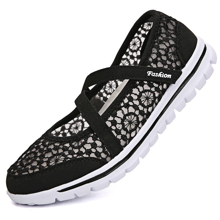 Damen nan gehäkelter Mary-Jane-Sneaker mit atmungsaktivem Spitzenmesh und flexibler Leichtsohle Echo Archiv