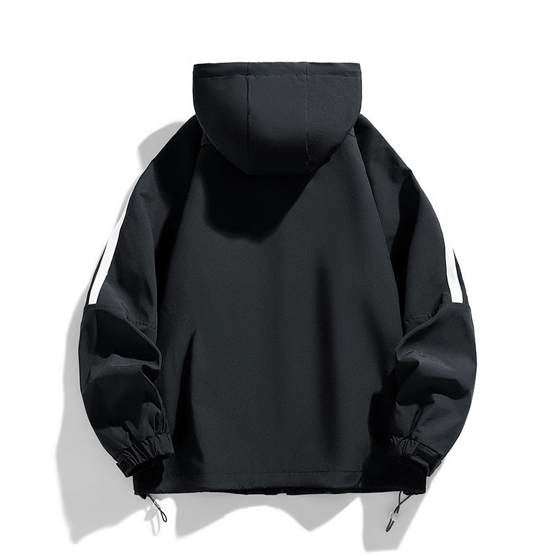 Unisex Sportlich-urbaner Kapuzen-Windbreaker mit Kontraststreifen Echo Archiv