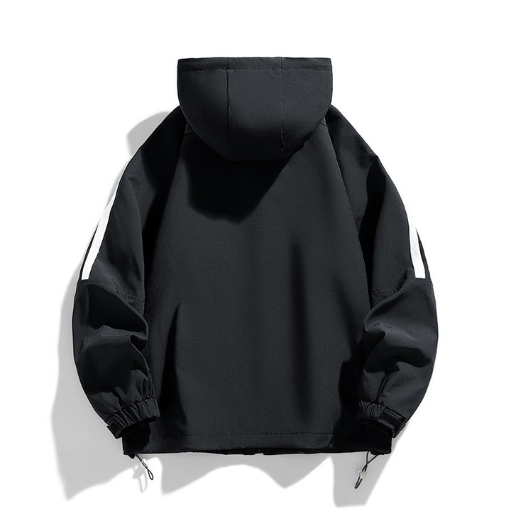Unisex Sportlich-urbaner Kapuzen-Windbreaker mit Kontraststreifen Echo Archiv