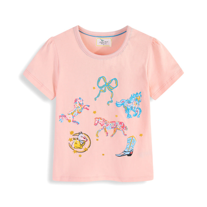 Mädchen T-Shirt mit buntem Pferdedruck Echo Archiv