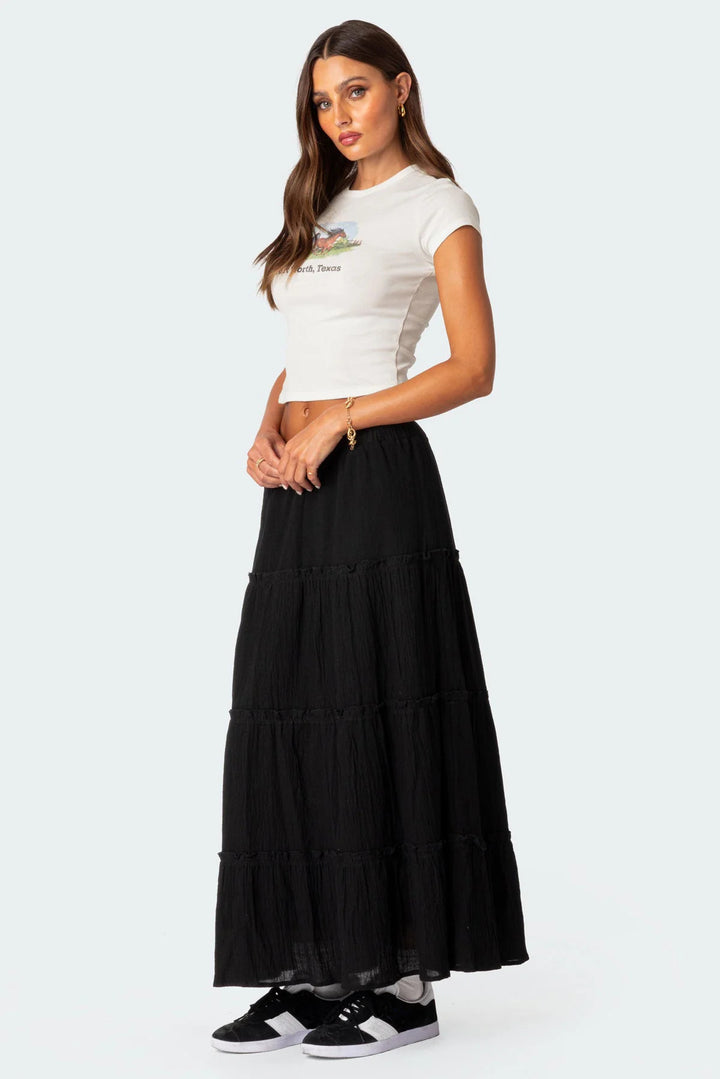 Damen luftiges Crop-Top mit bezauberndem Häkelmuster und schwingendem Saum Echo Archiv