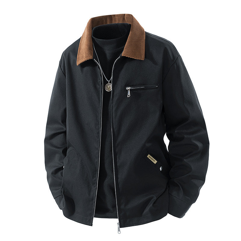 Herren Modische Übergangsjacke mit Cordkragen – Taviero