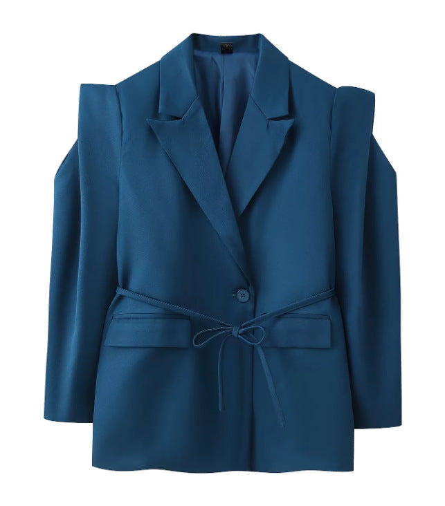 Damen Blazer mit Schulter-Cutouts, Taillengürtel und Ein-Knopf-Verschluss Echo Archiv