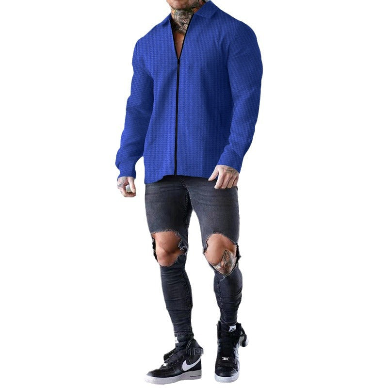 Herren Langarmhemd mit strukturiertem Design und moderner Knopfleiste Echoarchiv