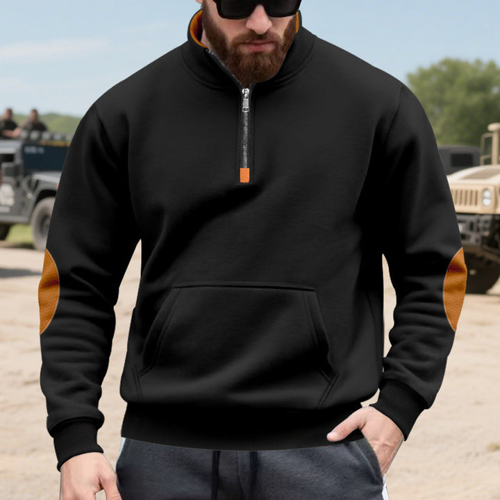 Herren sportlicher Pullover mit halbem Reißverschluss und praktischem Kängurutasche Echoarchiv