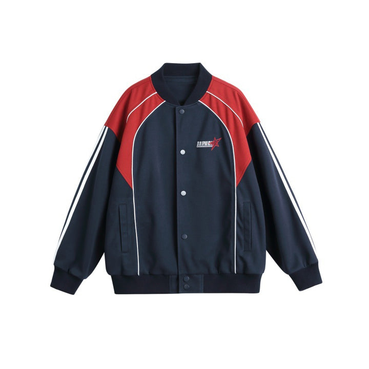 Herren Sportliche College-Bomberjacke mit Stehkragen, Raglanärmeln und kontrastierenden Paspeln Echoarchiv