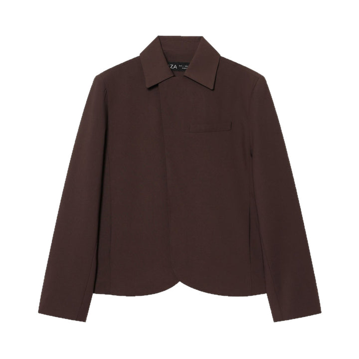 Damen Kurzer taillierter Blazer mit verdeckter Knopfleiste und geschwungenem Saum Echoarchiv