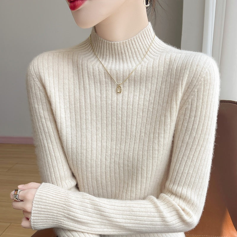Damen Schmaler Rippenstrick-Mockneck mit extraweicher Kaschmir-Optik Echoarchiv
