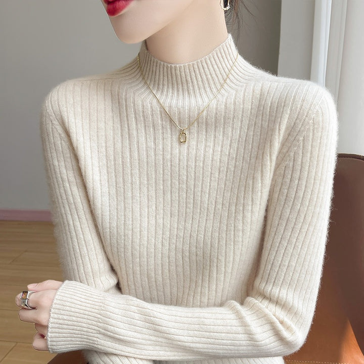 Damen Schmaler Rippenstrick-Mockneck mit extraweicher Kaschmir-Optik Echoarchiv