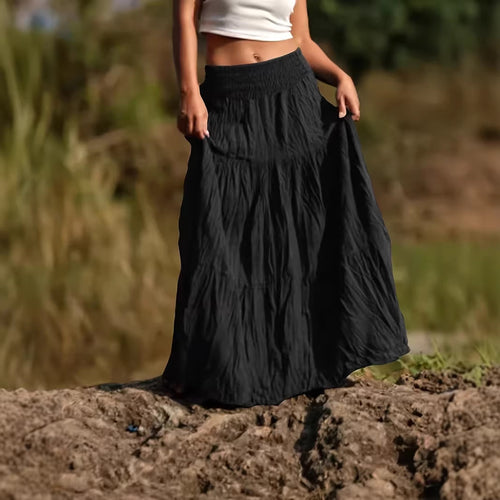 Damen Maxirock mit Stufen, gerafftem Smokbund und luftigem Crinkle-Stoff Echo Archiv