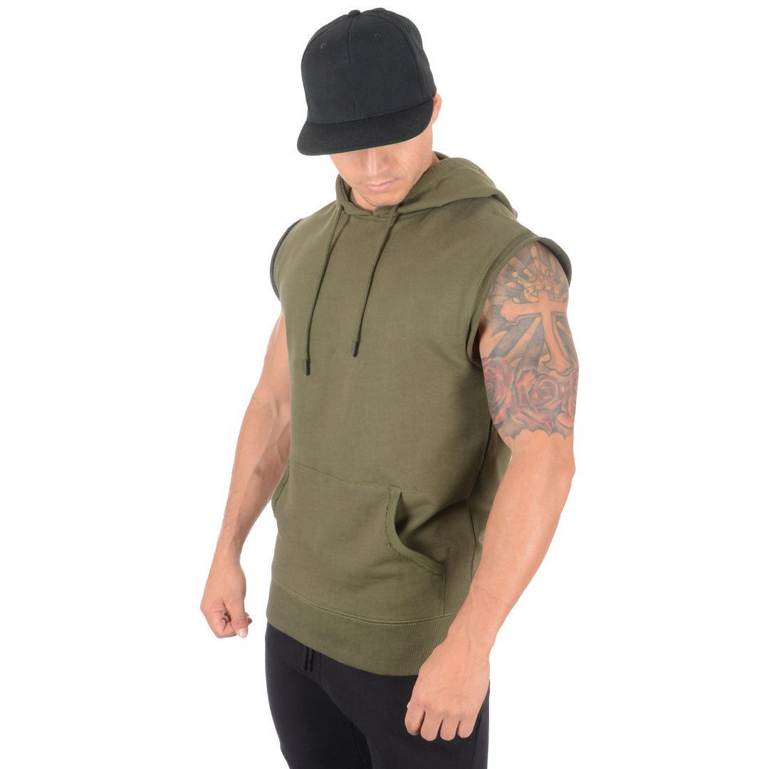 Herren Ärmelloser Hoodie mit praktischer Kängurutasche Echoarchiv