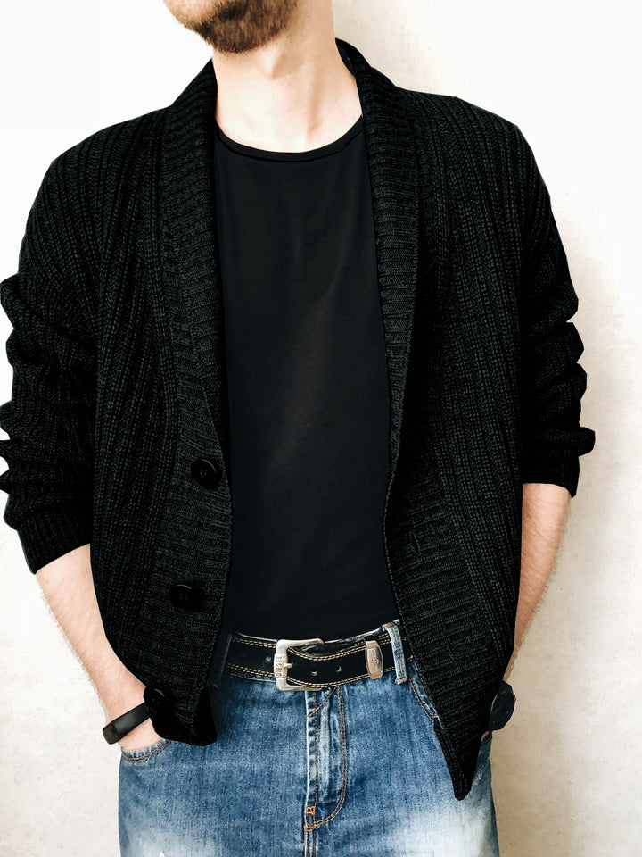 Herren Strickcardigan mit Schalkragen und Knopfleiste Echo Archiv