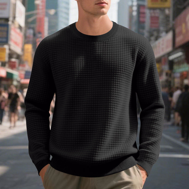 Herren nan strukturierter Strickpullover mit Waffelstruktur und Rundhalsausschnitt Echo Archiv