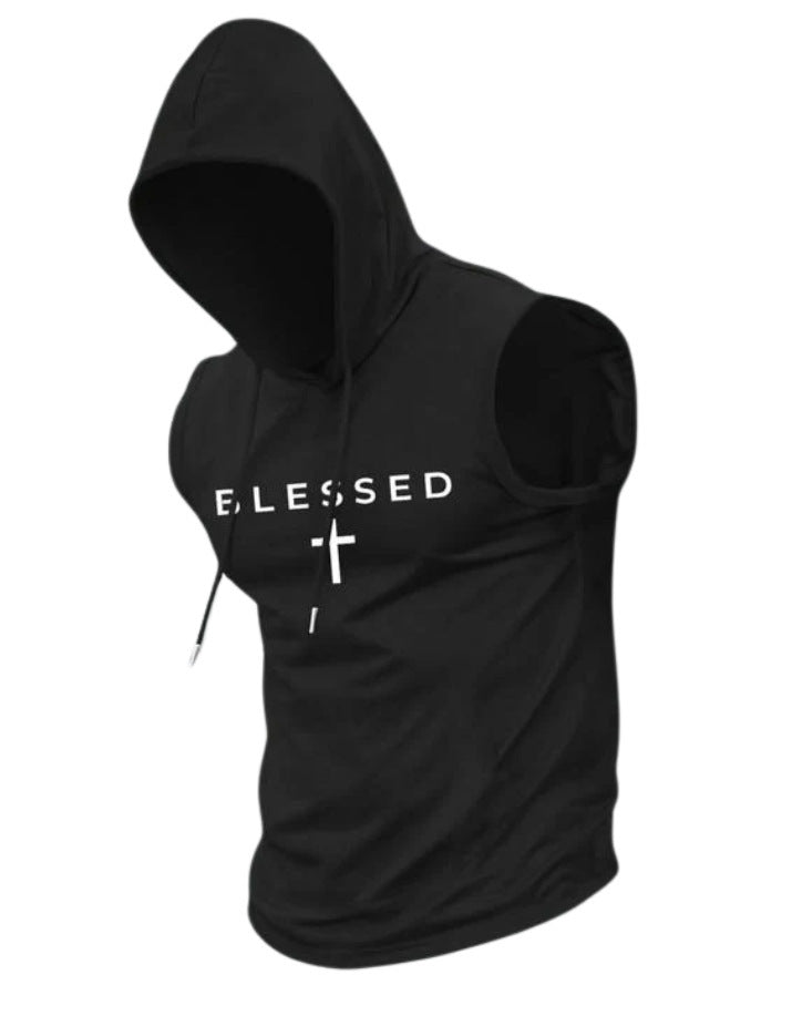 Herren nan ärmelloses Kapuzen-Sweatshirt mit Slogandruck und athletischer Passform Echo Archiv
