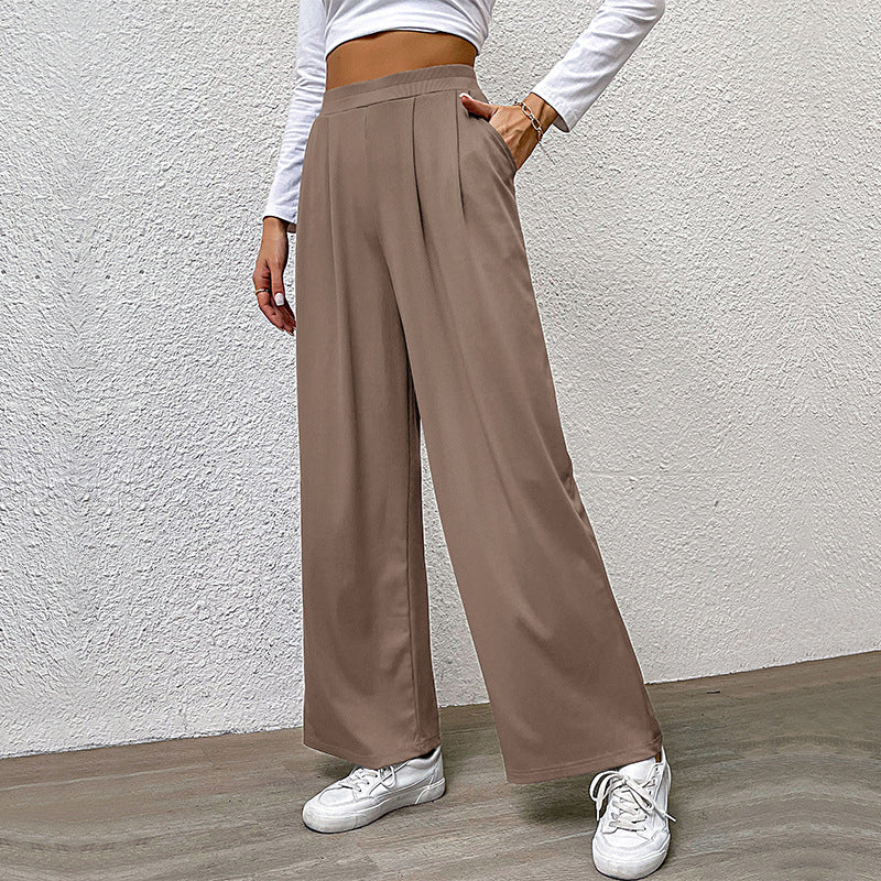 Damen Weite High‑Waist Stoffhose mit Bundfalten und Palazzo‑Silhouette – Avélisse