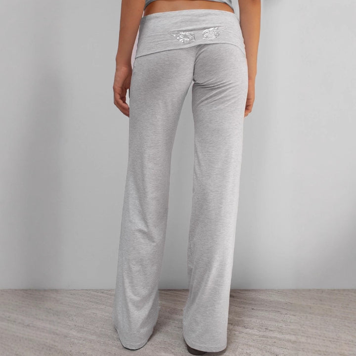 Damen nan weite Palazzohose mit Umschlagbund aus elastischem Viskosejersey Echo Archiv