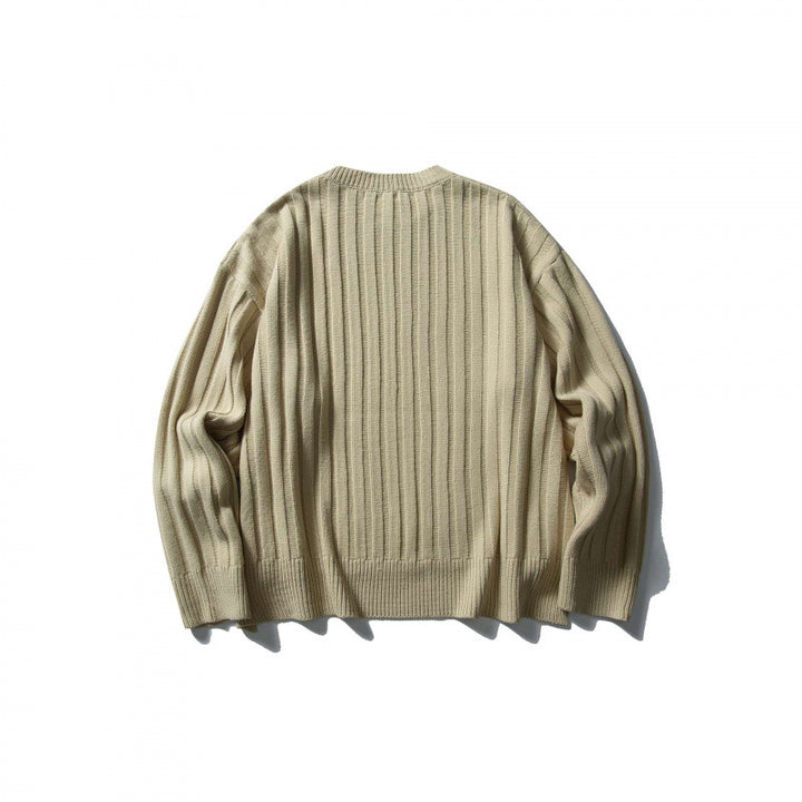 Unisex Grobgerippter Oversize-Strickpullover mit Rundhals und verlängertem Saum Echo Archiv