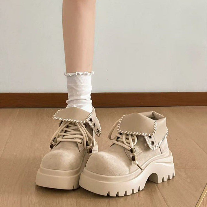 Damen Chunky Schnürboots mit modischem Einsatz Echo Archiv