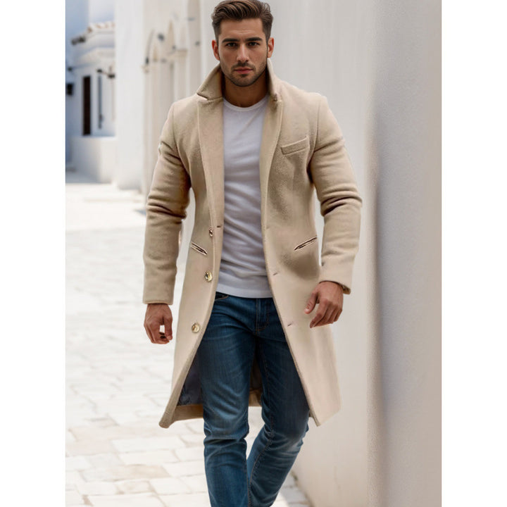 Herren Eleganter Wollmantel mit strukturiertem Design Echoarchiv