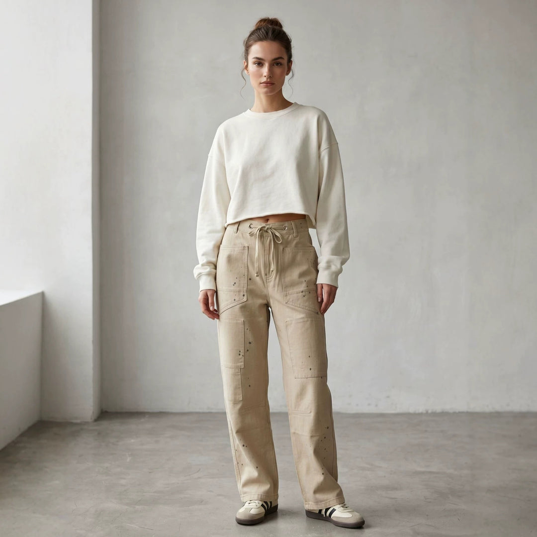 Damen nan oversized Strickpullover mit Rundhalsausschnitt und entspannter Silhouette Echo Archiv