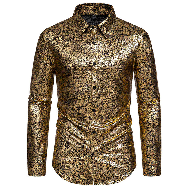 Herren Glänzendes Langarmhemd mit extravagantem Design Echoarchiv