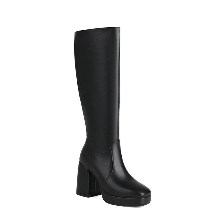 Leder-PlatEchoarchivu-Stiefel mit Blockabsatz - Ursula Echoarchiv