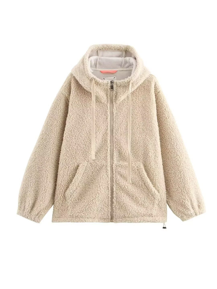 Damen Teddy-Fleece-Kapuzenjacke mit durchgehendem Reißverschluss und Kängurutaschen Echo Archiv