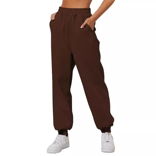 Damen nan lockere High‑Waist Jogginghose mit doppellagigem Komfortbund, seitlichen Eingrifftaschen und gerafften Knöchelbündchen Echo Archiv