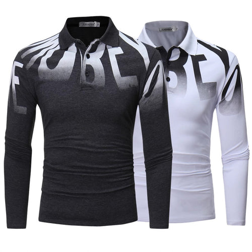 Herren nan Slim-Fit Langarm-Poloshirt mit großflächigem Typo-Print, Stretchkomfort und taillierter Silhouette Echo Archiv