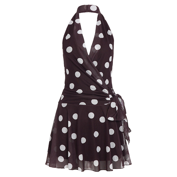 Damen verführerisches Wickelkleid mit Polka-Dot-Muster und raffiniertem Design Echo Archiv