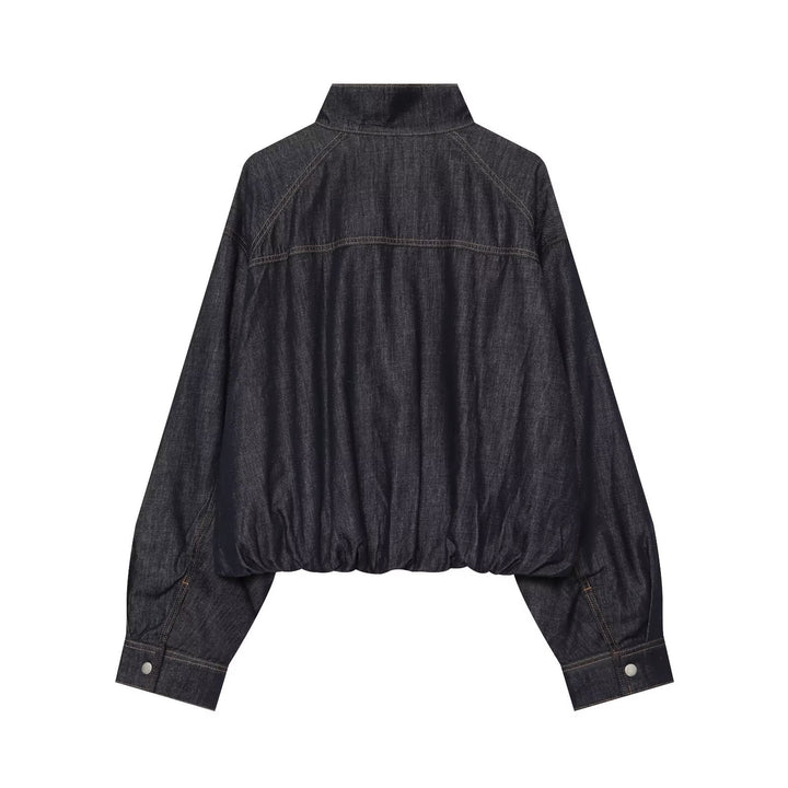 Damen Jeans-Cropped-Blouson mit Taillengürtel und hohem Stehkragen Echo Archiv