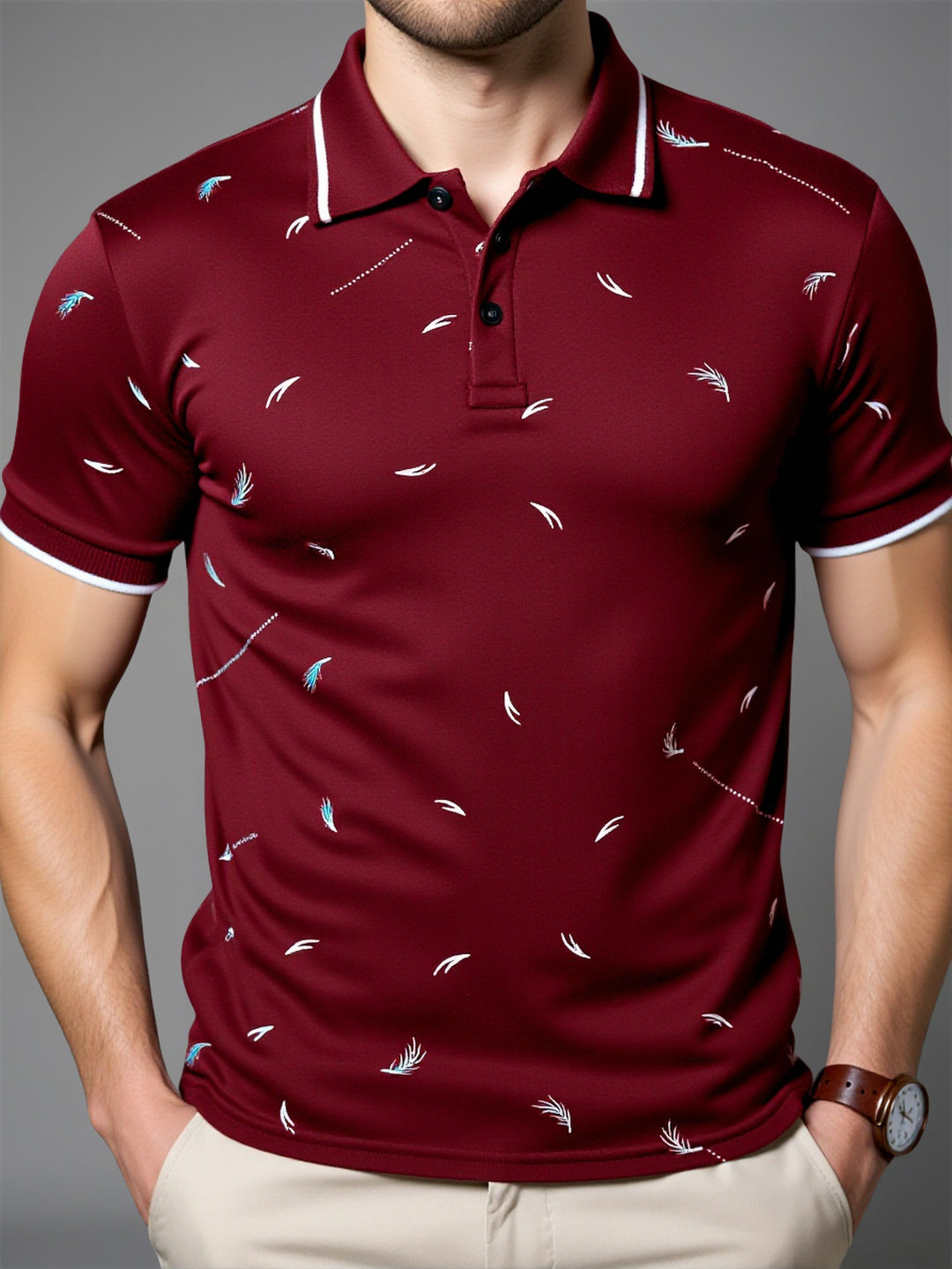 Herren Poloshirt mit modernem Druck und hochwertigem Baumwollmaterial Echoarchiv