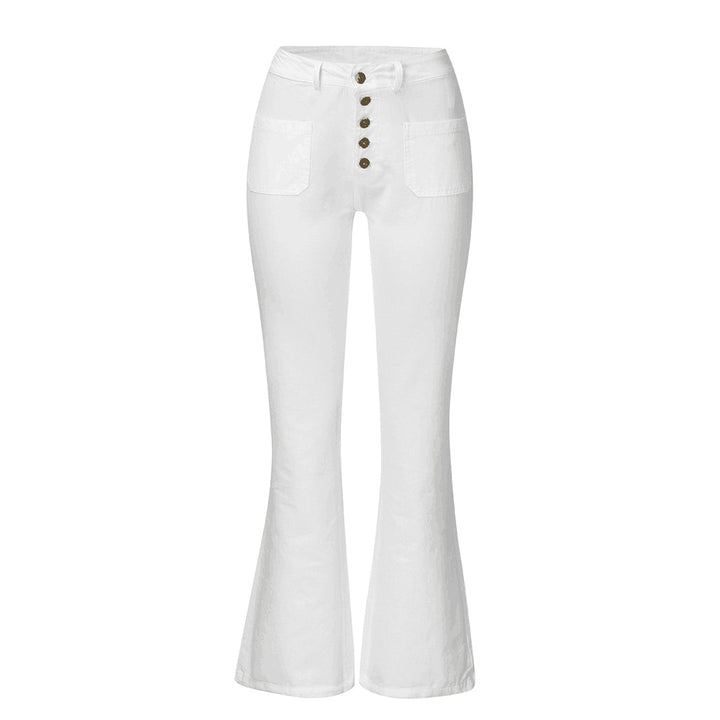 Damen nan High-Waist Schlaghose mit sichtbarer Knopfleiste und aufgesetzten Fronttaschen Echo Archiv