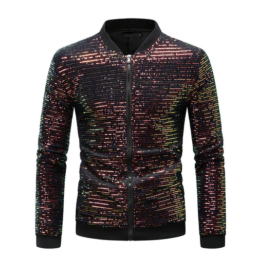Herren Funkelnde Paillettenjacke im modernen Bomber-Stil Echoarchiv