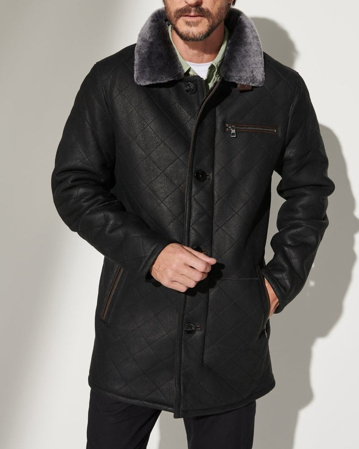 Herren Steppjacke mit luxuriösem Kunstfellkragen Echoarchiv
