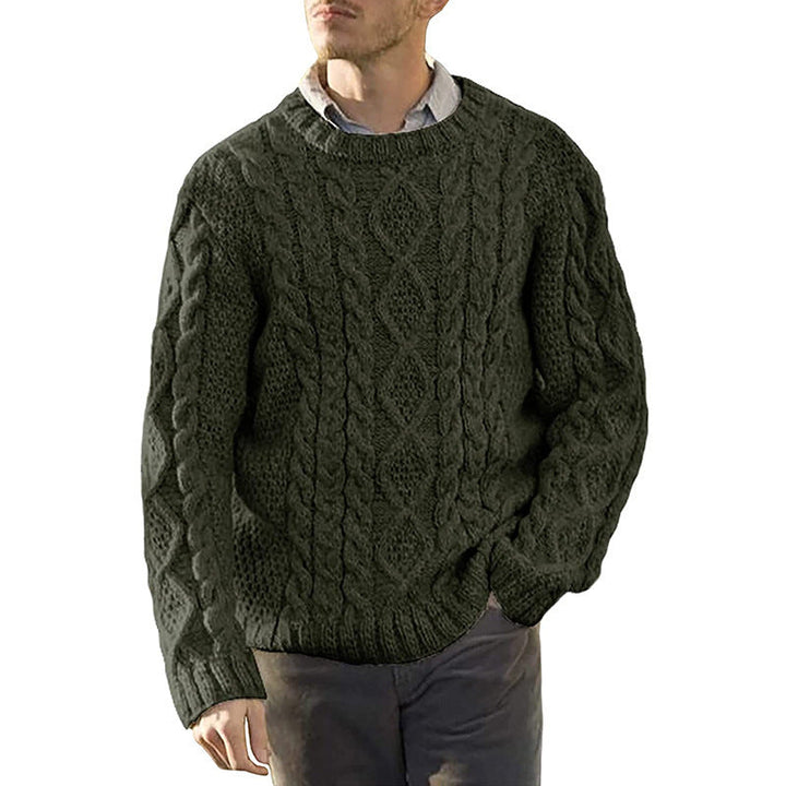 Herren Grobstrickpullover mit klassischem Zopfmuster Echoarchiv