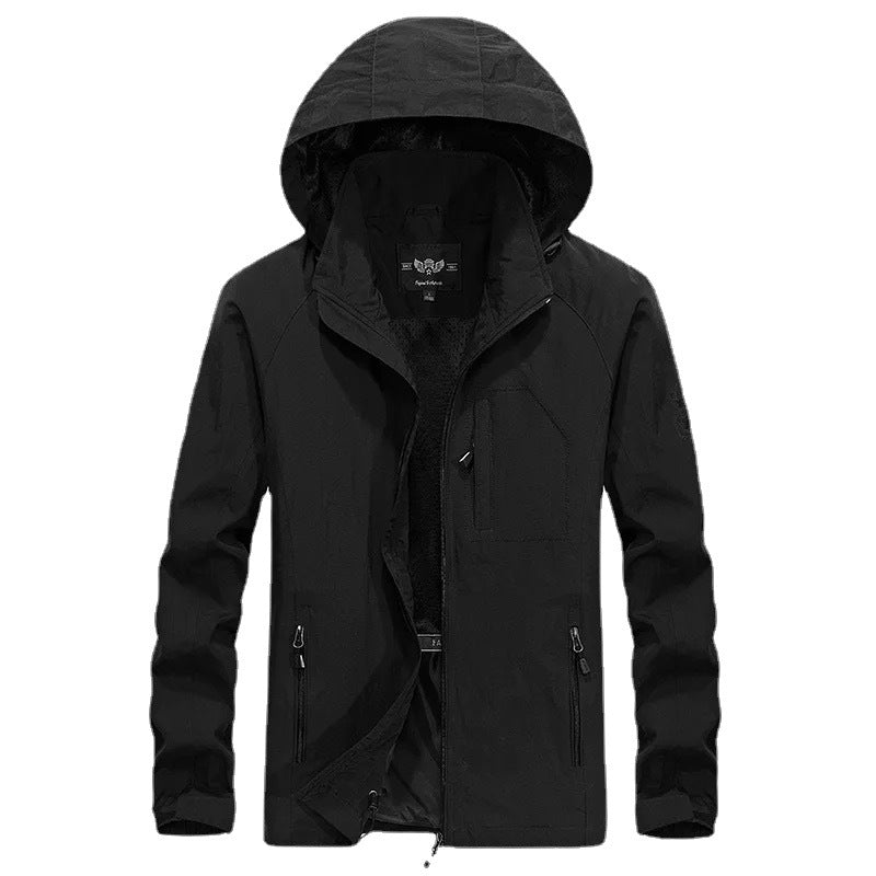 Herren leichter winddichter Shell‑Hoodie mit Mesh‑Futter, Kapuze und verstellbarem Saum Echoarchiv