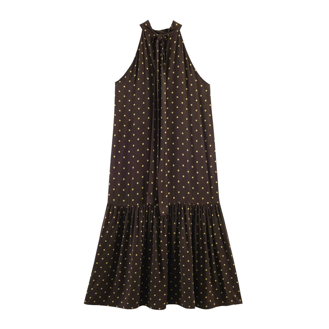 Damen Maxikleid mit elegantem Volant und modernem Punkdesign Echo Archiv