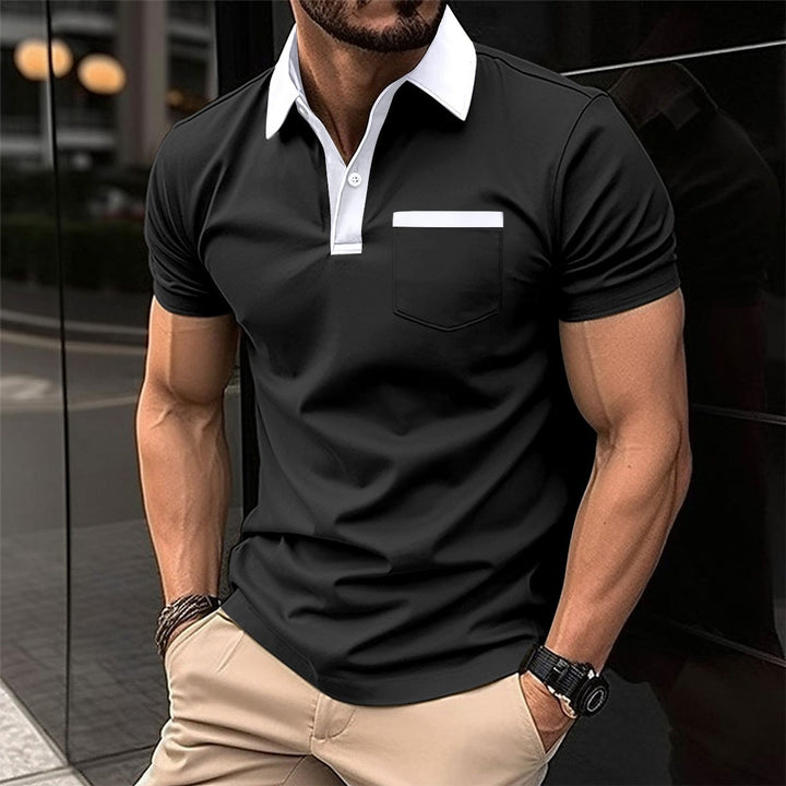 Herren modisches Kurzarm-Polohemd mit kontrastierenden Details Echoarchiv