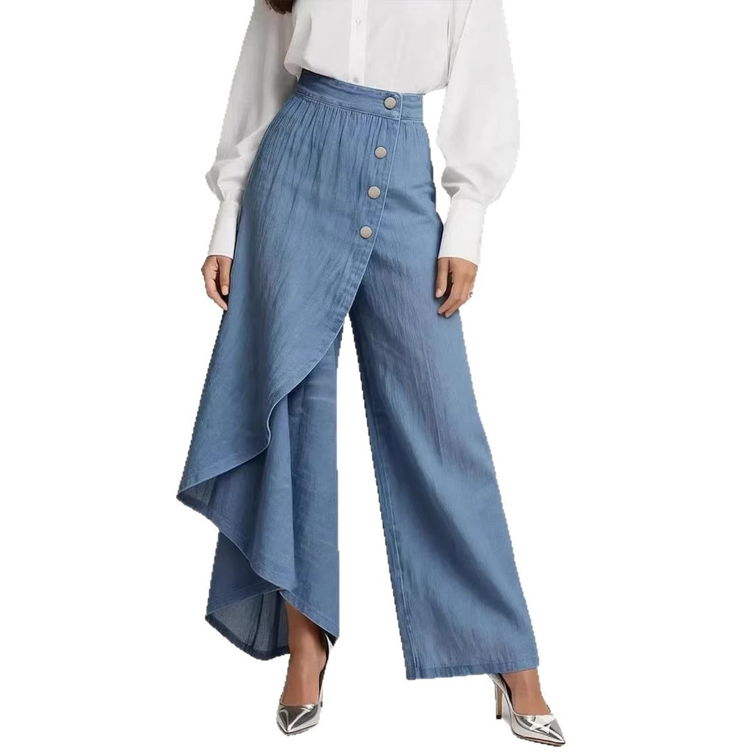 Damen Denim-Rock mit asymmetrischem Schnitt und Knopfdetails Echo Archiv