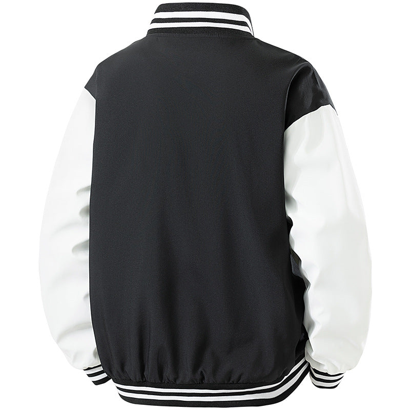 Herren College-Bomberjacke im Retro-Varsity-Design mit Druckknopffront, kontrastärmeln und gerippten Streifenbündchen Echo Archiv