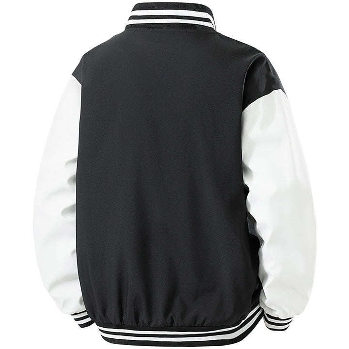 Herren College-Bomberjacke im Retro-Varsity-Design mit Druckknopffront, kontrastärmeln und gerippten Streifenbündchen Echo Archiv