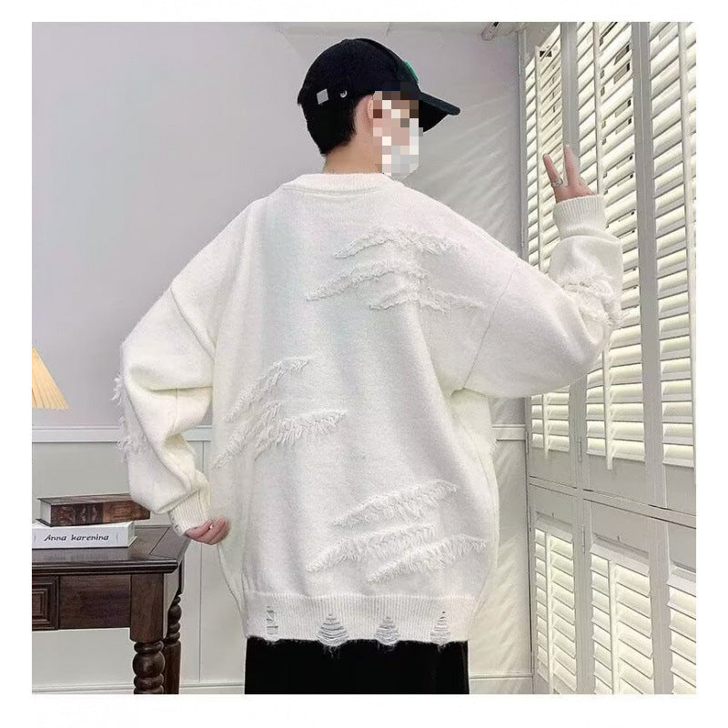 Damen Modischer Grobstrickpullover mit Fransen Echo Archiv
