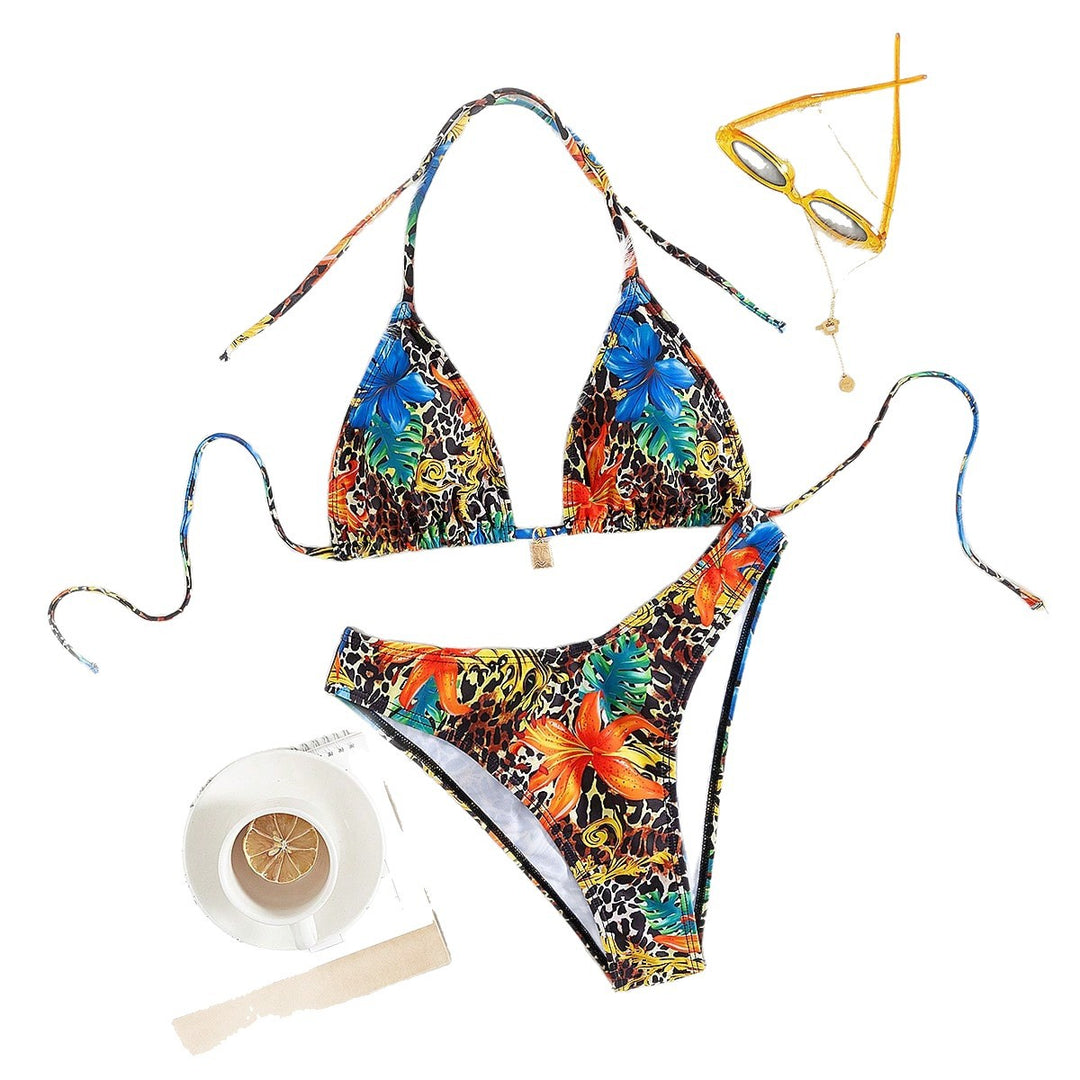 Damen Triangel-Bikini-Set mit lebendigem exotischem Muster Echo Archiv